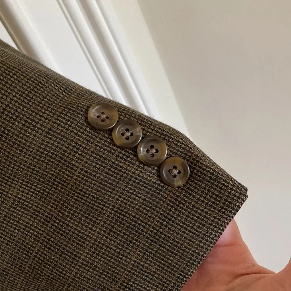 Lauren Ralph Lauren Mens Sport Coat Blazer 40S Brown Tattersall Wool‎